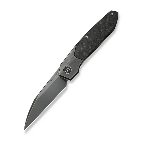 WEKNIFE Brr15 Flipper Knife Polished Gray Titanium Handle With Shredded Carbon Fiber Inlay (3.25"" Polished Gray Bohler M390 Blade)