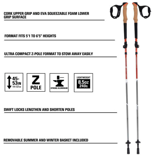 Alpha Aluminum Trekking Poles 1Pr Canyon Sunset