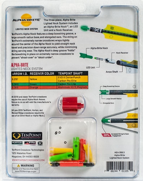 ALPHA-BRITE .297" GREEN 3PKTENPOINT LIGHTED XBOW NOCK 