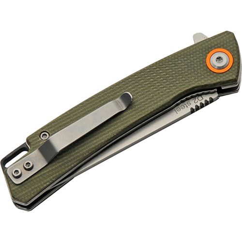 SZCO Micarta D2 Folder Knife 4 in. Moss Green