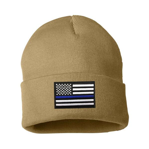 Thin Blue Line Flag Embroidered Beanie