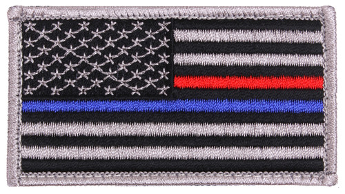 Rothco Thin Blue Line / Thin Red Line US Flag Patch - Hook Back