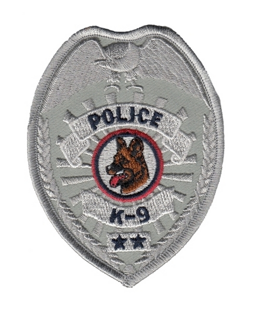 POLICE K-9 Badge Patch - Silver - 2.5''x3.5''