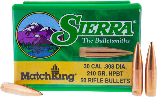 210GR HPBT MATCH 50CTSIERRA BULLETS .30 CAL .308 