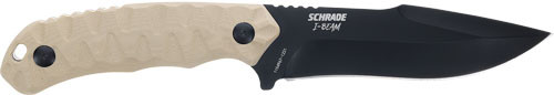 AUS-8 BLACK/FDE G10 HANDLESCHRADE KNIFE I-BEAM 5" FIXED 
