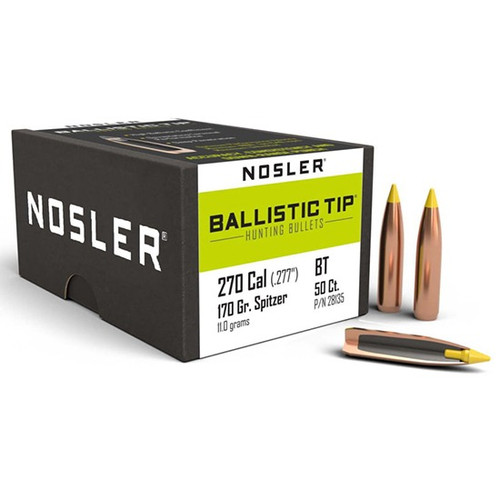 Nosler .270 Caliber Ammo 170gr Ballistic Tip Hunting Ammunition - 50 Rounds