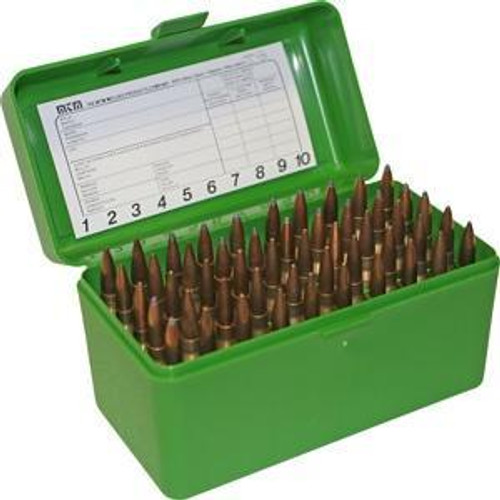 MTM Case-Gard R-50 Series Rifle Ammo Box .375 Rem UM .375 Wby Mag 50 Rounds Green