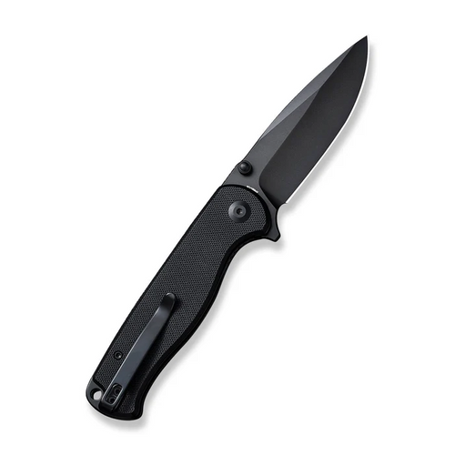 Errant Flipper/Thumb Stud Folding Knife 3.45"" Black 9Cr18MoV Drop Point Plain Edge Blade, Black G10 Handle