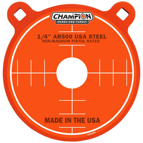 Champion Center Mass AR500 8" Gong Pistol Steel Targets Orange