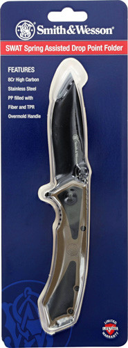 AST 3.25" BLACK/POLY GRIPS&W KNIFE EXTREME OPS SPRING 