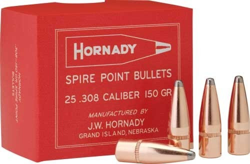 Hornady 30 Caliber .308 inches 150gr Jacketed Soft Point Bullets 25 Count