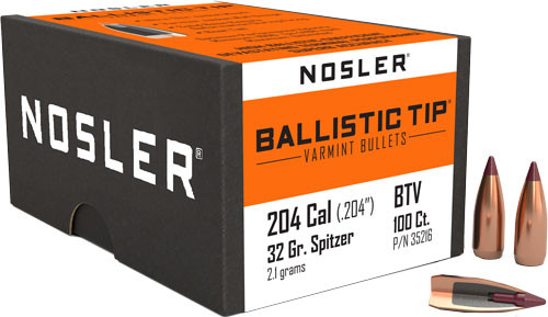 32GR BALLISTIC TIP 100CTNOSLER BULLETS 20 CAL .204 