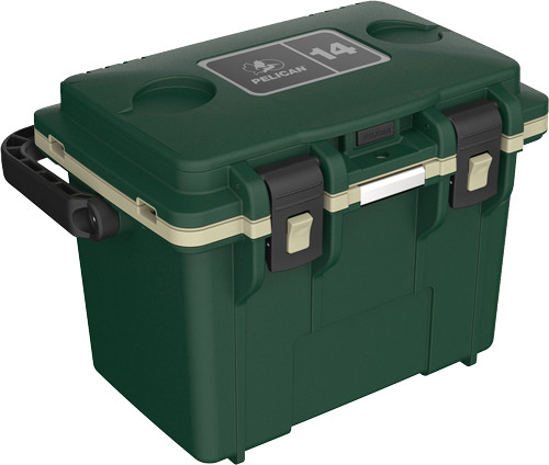 HUNTER GREEN/TAN  DRY STORAGEPELICAN COOLERS IM 14 QUART 