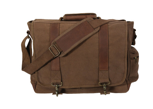 Rothco Vintage Canvas Pathfinder Laptop Bag With Leather Accents Rothco Vintage Canvas Pathfinder Laptop Bag With Leather Accents