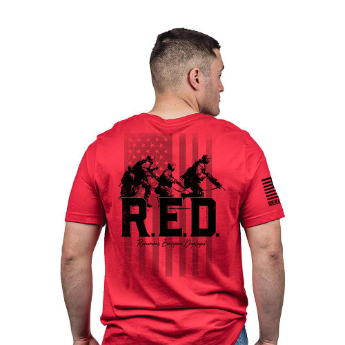 Nine Line Remember Everyone Deployed Short Sleeve Shirt Red M