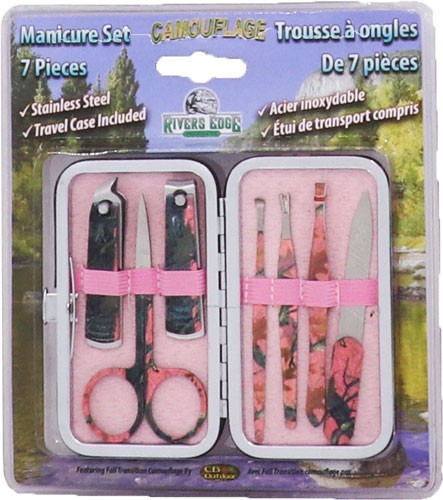MANICURE SET PINK CAMORIVERS EDGE WOMENS 7 PIECE 