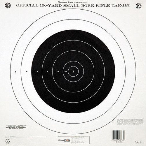 Champion Official NRA Paper Targets GTQ-4(P) 100 yd Small Bore Rifle Single Bull 12/ct