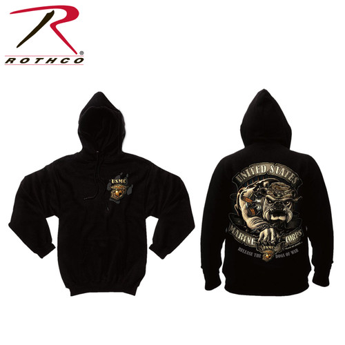 Black Ink U.S.M.C. Bulldog Hooded Pullover Sweatshirt