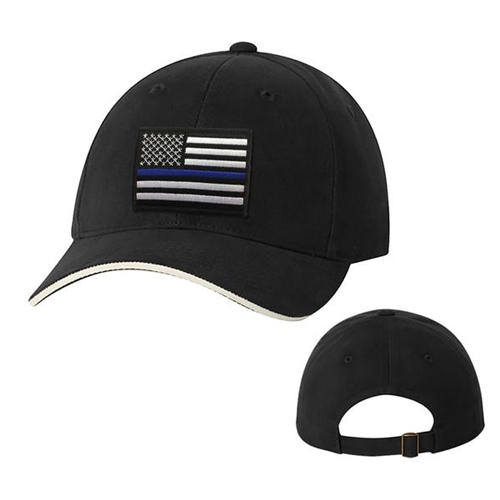 Slide Buckle Hat - Thin Blue Line Flag, Black, Adjustable