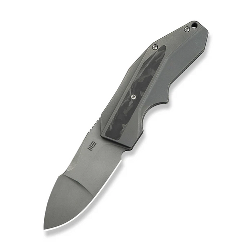 WEKNIFE Coral SLT Flipper Knife Gray Titanium Handle With Marble Carbon Fiber Inlay (2.95"" Gray Stonewashed CPM 20CV Blade)