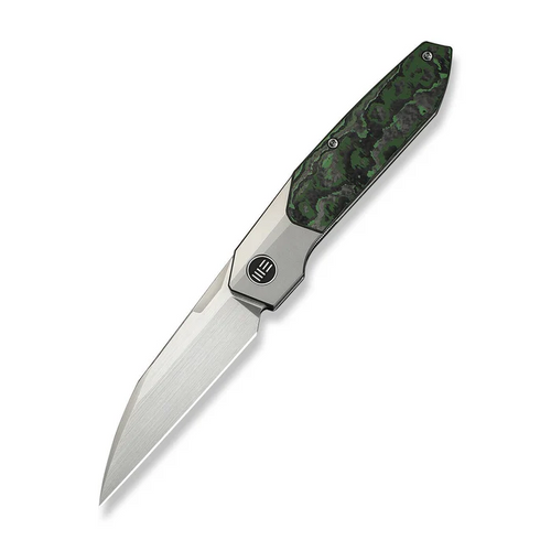 WEKNIFE Brr15 Flipper Knife Gray Titanium Handle With Jungle Wear FatCarbon Fiber Inlay (3.25"" Hand Rubbed Satin Bohler M390 Blade)