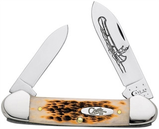 CASE CANOE 2BL 35/8" AMBER BONE
