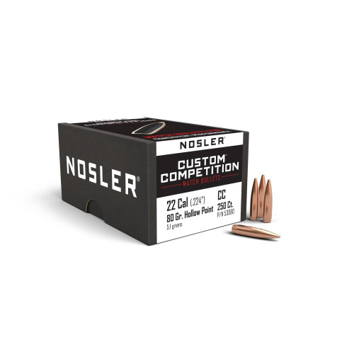 Nosler Custom Competition Bullets .22 cal .224" 80 gr HPBT 250/ct