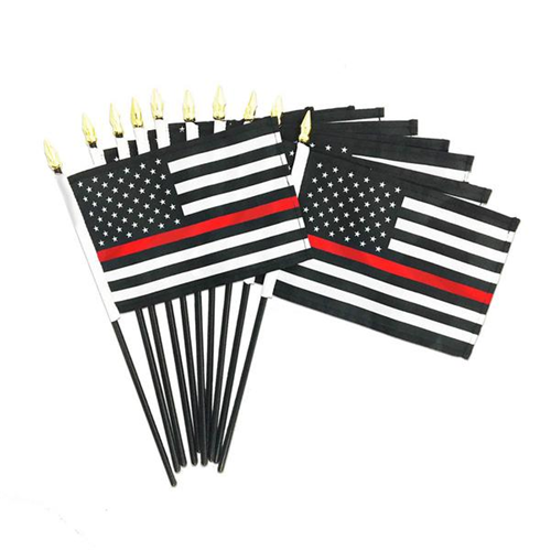 Stick Flag, Thin Blue Line, 4 X 6 Inches, Pack of 10