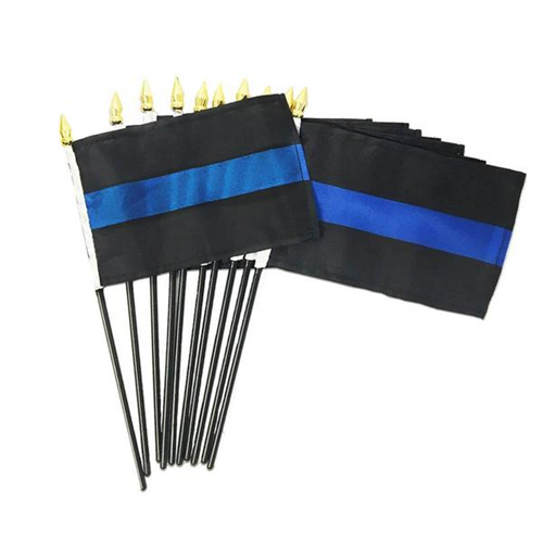 Stick Flag, Thin Blue Line, 4 X 6 Inches, Pack of 10