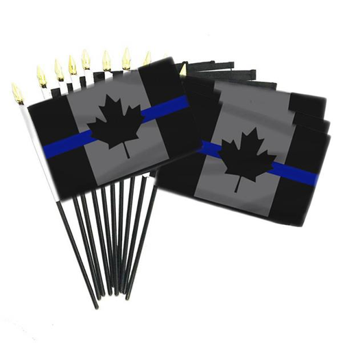 Stick Flag, Thin Blue Line, 4 X 6 Inches, Pack of 10