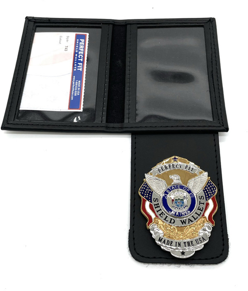 Dress Leather Double ID Case w/ Badge Flap - 2.75''x4.25''