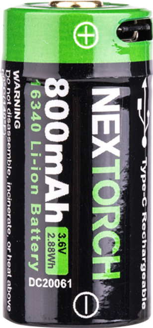 BATTERY<NEXTORCH 16340 USB TYPE C 