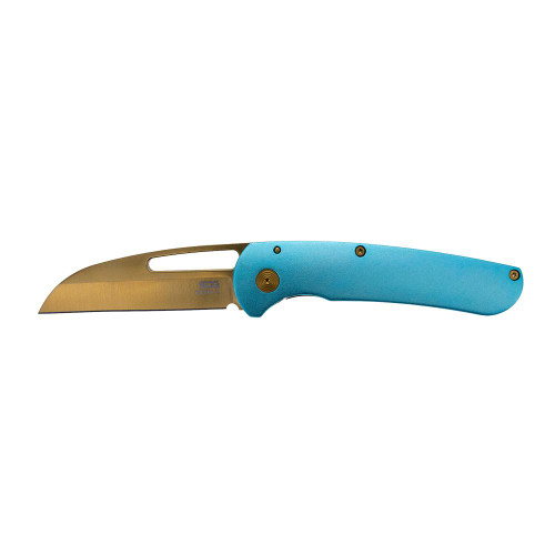 SOG Knives Escape FL Folding Knife 3" Sheepsfoot Blade Blue Gold