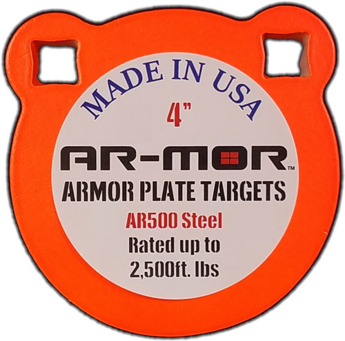 1/2" THICK STEEL ORANGE ROUNDAR-MOR 4" AR500 STEEL GONG 