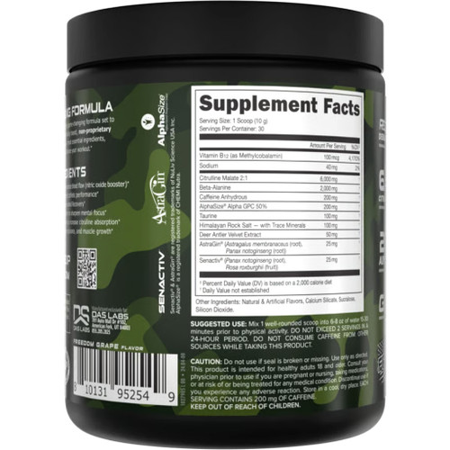 Bucked Up Pre-Workout Freedom Grape 30 Serving Tub