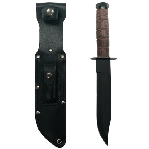 Rothco Military Fighting Utility Knife With Leather Handle