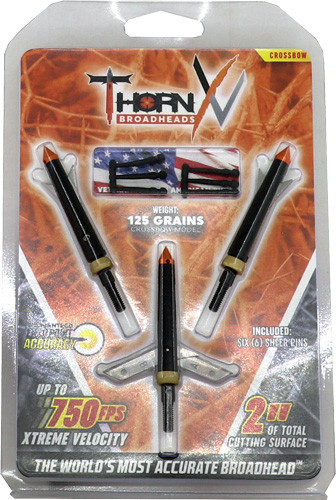 125GR 2-BLADE 2" CUT 3PK<THORN BROADHEADS XV CROSSBOW 