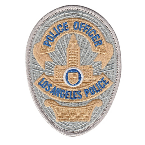 LAPD OFFICER Badge Patch 2 11/16''x3 5/8'' - Pair