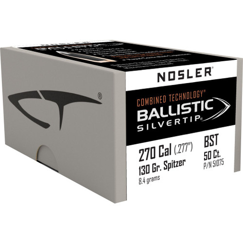 Nosler 270 Caliber 130gr Ballistic Silver Tip Bullets 50 Count