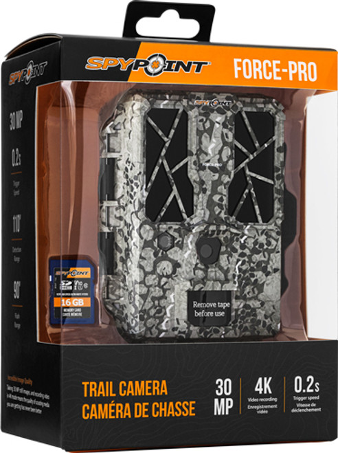 SOLAR 4K 30MP CAMO W/16GB CRD<SPYPOINT TRAIL CAM FORCE PRO 