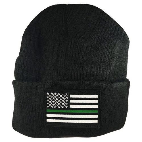 THIN GREEN LINE MILITARY EMBROIDERED BEANIE
