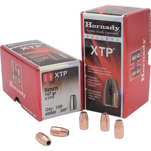 Hornady 9mm .355 inches 147gr Jacketed Hollow Point Bullets 100 Count