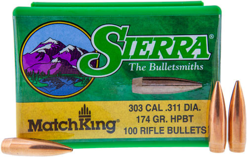 174GR HP-BT MATCH 100CTSIERRA BULLETS .303 CAL .311 