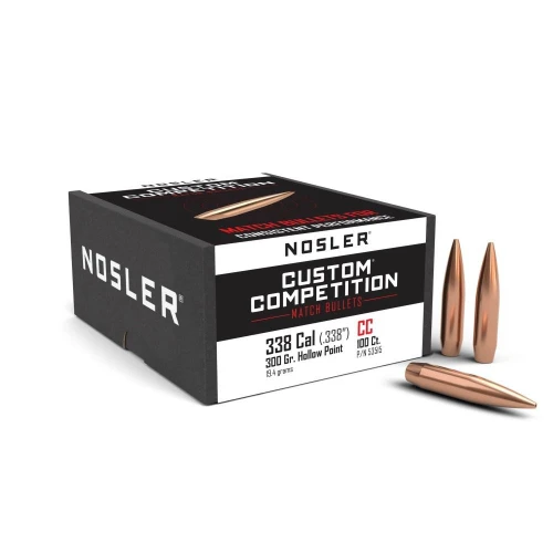 Nosler .338 inches 300gr Hollow Point Boat Tail Bullets 100 Count