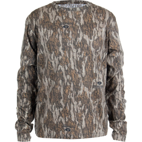 Habit Youth Bear Cave Long Sleeve Camo Tee YL-Mossy Oak New Bottomland