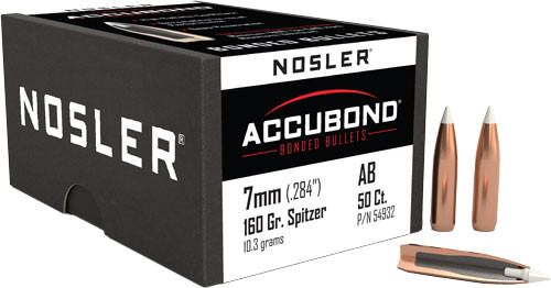160GR ACCUBOND 50CTNOSLER BULLETS 7MM .284 