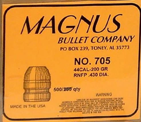 Magnus .44 Caliber 200gr Round Nose Flat Point Bullets 500 Count