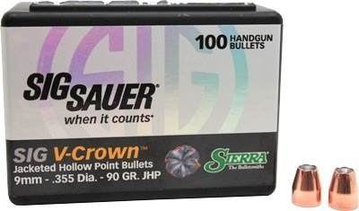 Sierra Bullets .355 inches 90gr JHP Bullets 100 Count