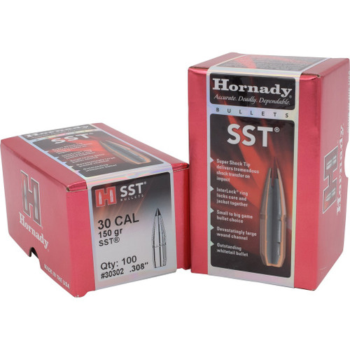 Hornady .308 inches 150gr Polymer Tip Boat Tail Bullets 100 Count