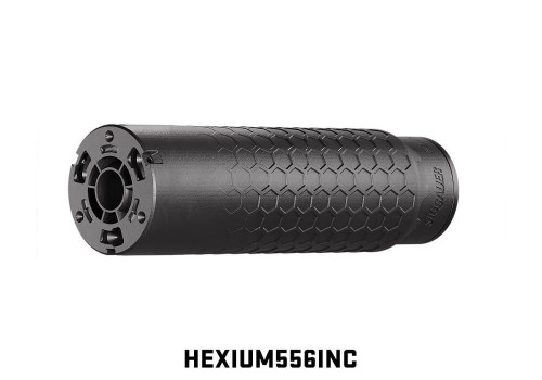 SIG SAUER HEXIUM556 5.56NATO SUPPRESSOR HUB TAPER D.T. MOUNT, BLACK, 3D PRINT INCONEL CORE 1/2X28